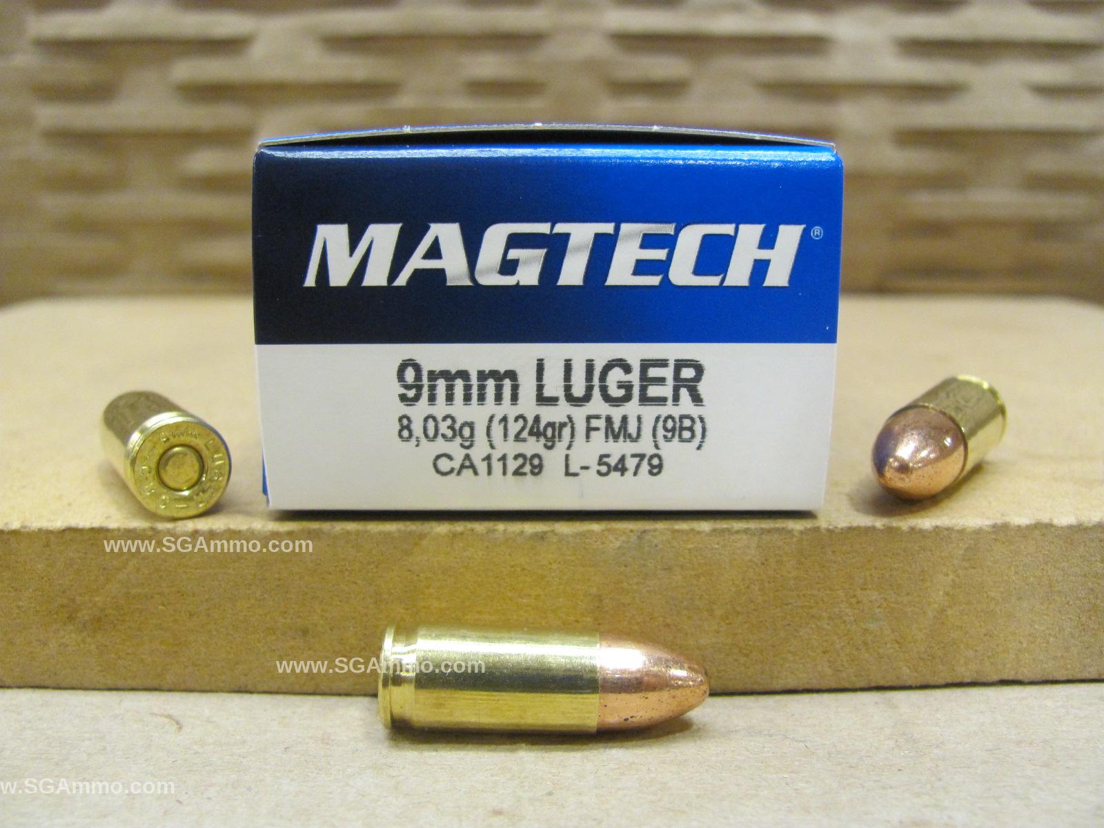 1000 Round Case – 9mm Luger 124 Grain FMJ Ammo by Magtech – 9B