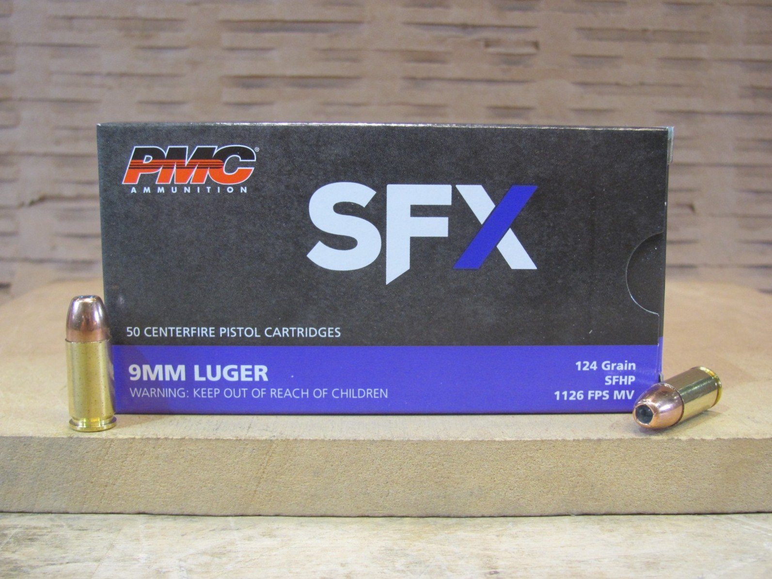 50 Round Box – 9mm Luger 124 Grain PMC SFX Hollow Point SFHP Ammo – 9SFX