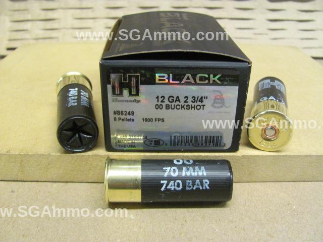 100 Round Case – 12 Gauge Hornady Black 2-3/4 Inch 00 Buckshot Ammo – 86249