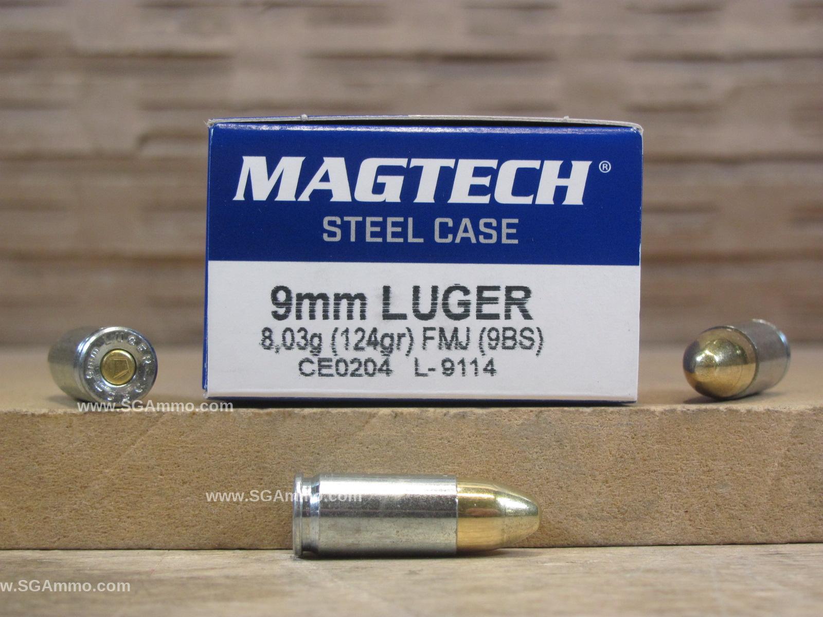 1000 Round Case – Steel Case 9mm Luger 124 Grain FMJ Magtech Ammo – 9BS