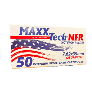 Maxxtech NFR Steel Case Rifle Ammunition 7.62x39mm 123gr FMJ  2330 fps 50/ct