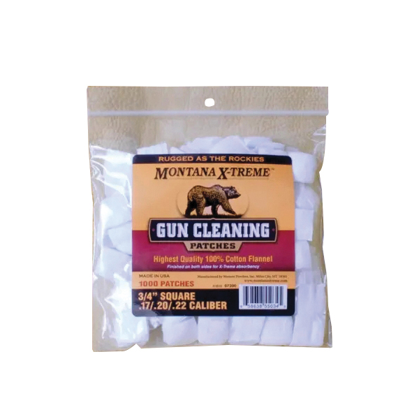 Montana X-Treme .17 Cal/.22 Cal 0.75" x 0.75" Square Patch, 1000/Bag