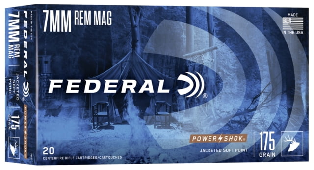 Federal Premium Power-Shok 7mm Magnum 175 Grain Jacketed Soft Point Rifle Ammo 20 Rounds