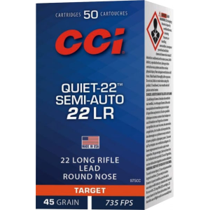 CCI 975CC Target & Plinking Quiet-22 22 LR 45 gr Lead Round Nose (LRN) - 50rd Box