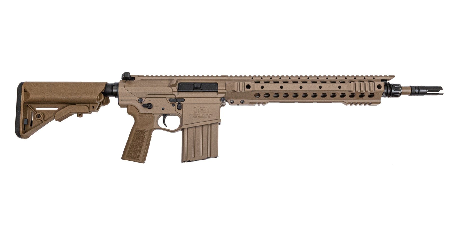 PSA Sabre-10 Billet 16" .308 Rifle with K1 Handguard, B5 Coyote Stock and B5 Grip - FDE
