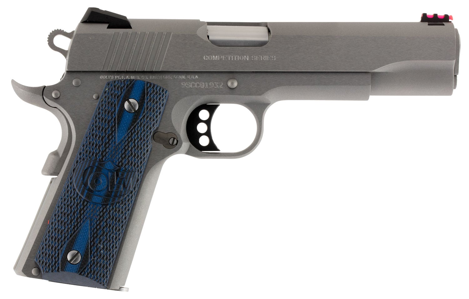 COLT COMPETITION 38 SUPER 5″ – 9RD STAINLESS BLUE G10 GRIPS - No Credit Card Fees - Free Shipping
