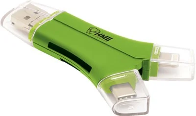 HME MEMORY CARD READER 4-IN-1 - APPLE OR ANDROID DEVICES
