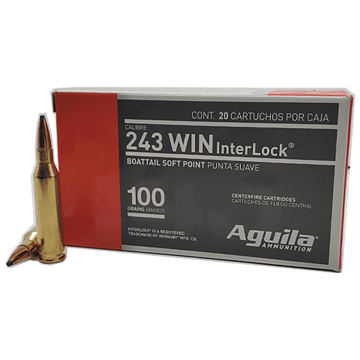 Aguila .243 Winchester 100 gr BTSP 20rds Rifle Ammo for Precision Target Shooting - 8047AG