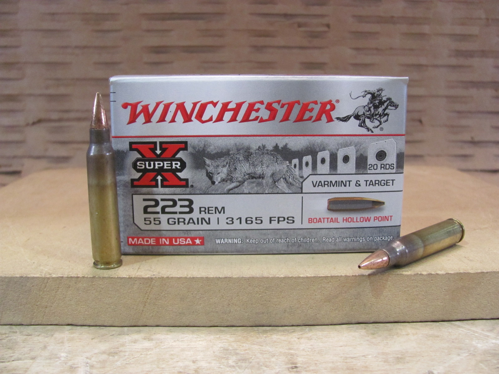20 Round Box – 223 Rem 55 Grain Hollow Point Winchester Super X Ammo – W223HP55