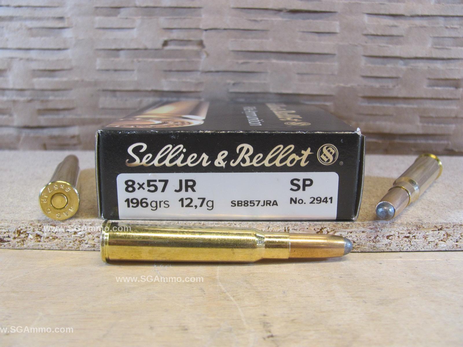 20 Round Box – 8x57JR 196 Grain Soft Point Ammo by Sellier Bellot – SB857JRA