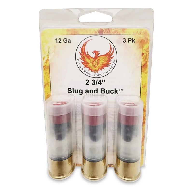 Phoenix Rising Slug Buck Shotshell 12ga 2-3/4" FSJ 7/8oz Slug 6-00 Buckshot 1225 fps 3/ct