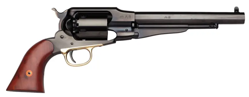 Taylors Company 550777 1858 Remington Uberti 44 Cal 6 Shot Percussion 8" Blued Octagon Barrel, Cylinder Frame, Walnut Grip