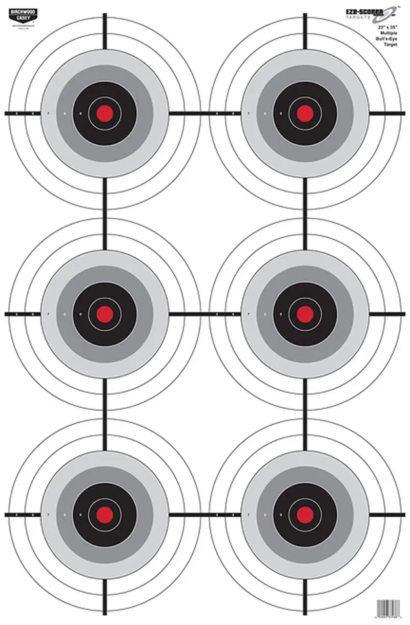Birchwood Casey 37038 EZE-Scorer 6-Bullseye Paper Target 23" x 35" 100 Per Pack