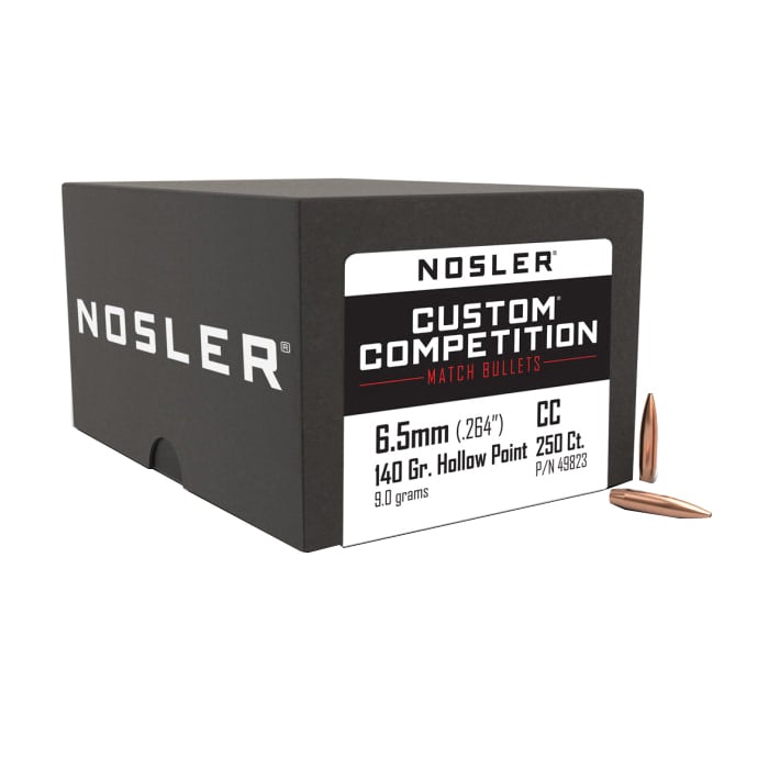 Nosler Custom Competition 6.5mm JHPBT Rifle Bullet, 140 gr 0.264" 250rds