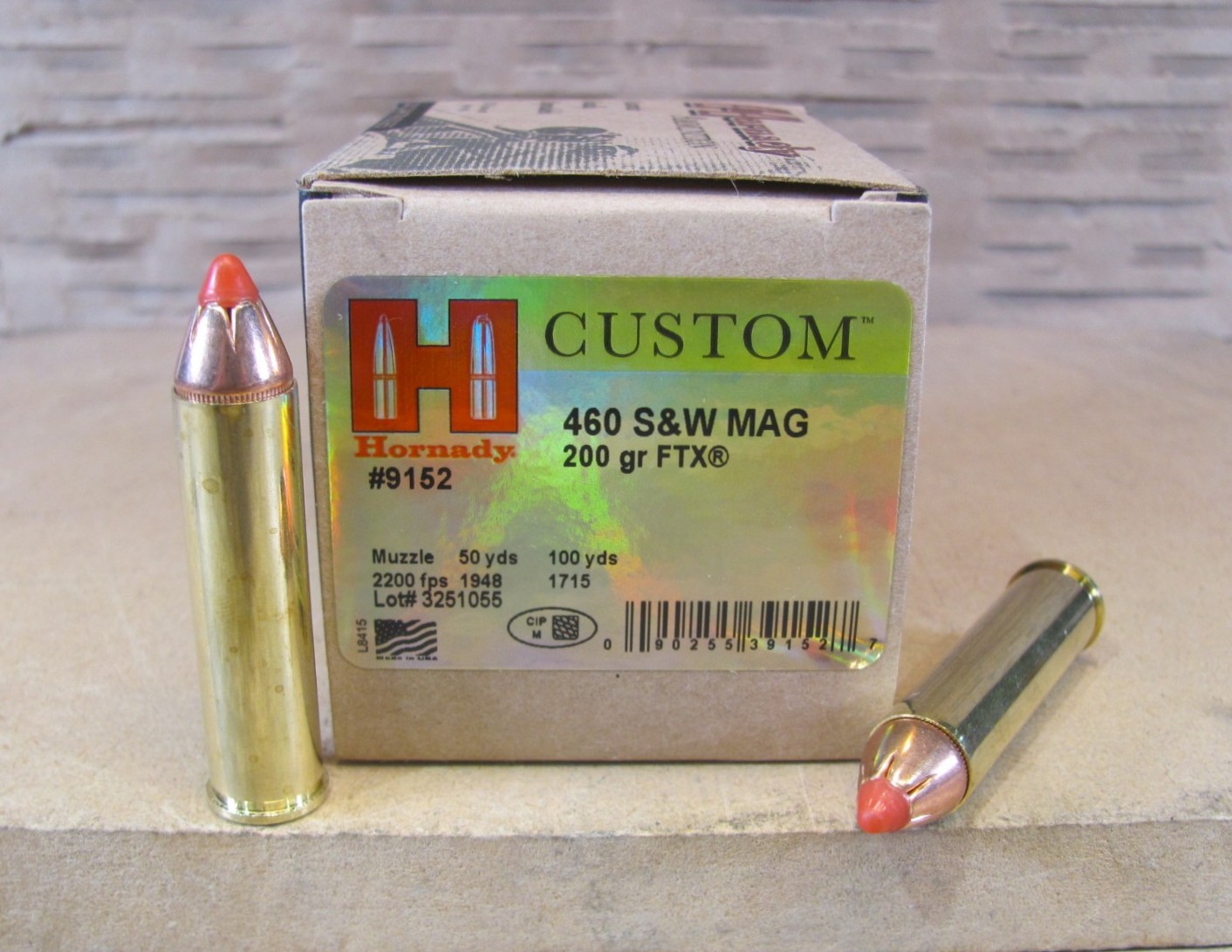 20 Round Box – 460 Smith and Wesson 200 Grain Hornady FTX Ammo – 9152