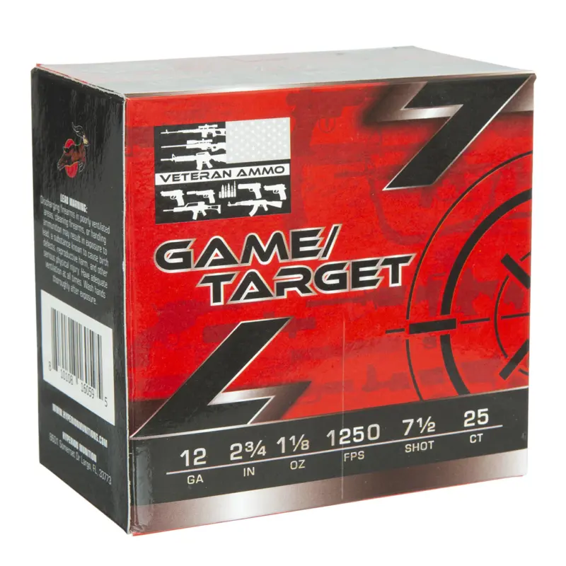 Veteran Ammo Game Target Load 12 ga. 2.75 in. 1 1/8 oz. 1300 FPS 7.5 Shot 25 rd.