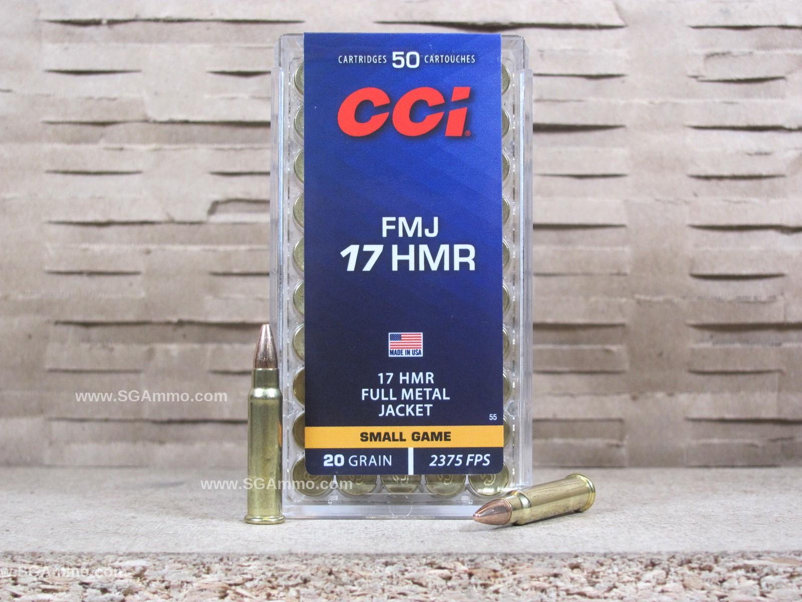 50 Round Box – 17 HMR FMJ 20 Grain CCI Ammo – 0055