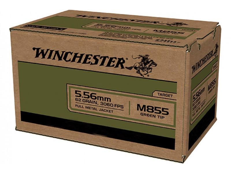 Winchester M855 5.56 Bulk Ammo 62 Grain FMJ 1000rds (Unpainted Tip) - WM8551000
