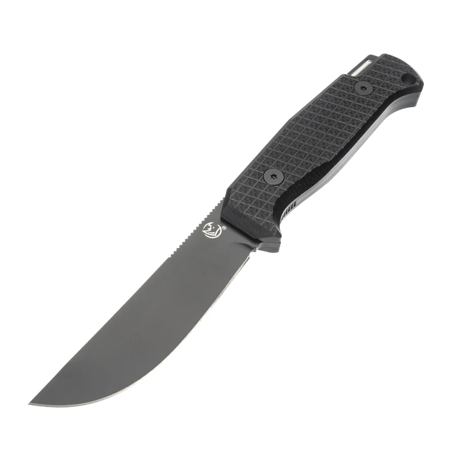 Glow Rhino Bohr Fixed Blade Knife - Black Handle Green Tritium