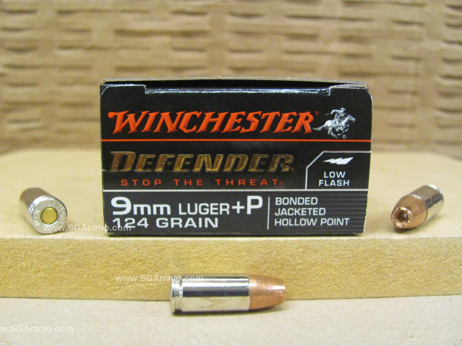 200 Round Case – 9mm Luger +P 124 Grain Bonded Hollow Point – Winchester PDX1 Defender – S9MMPDB