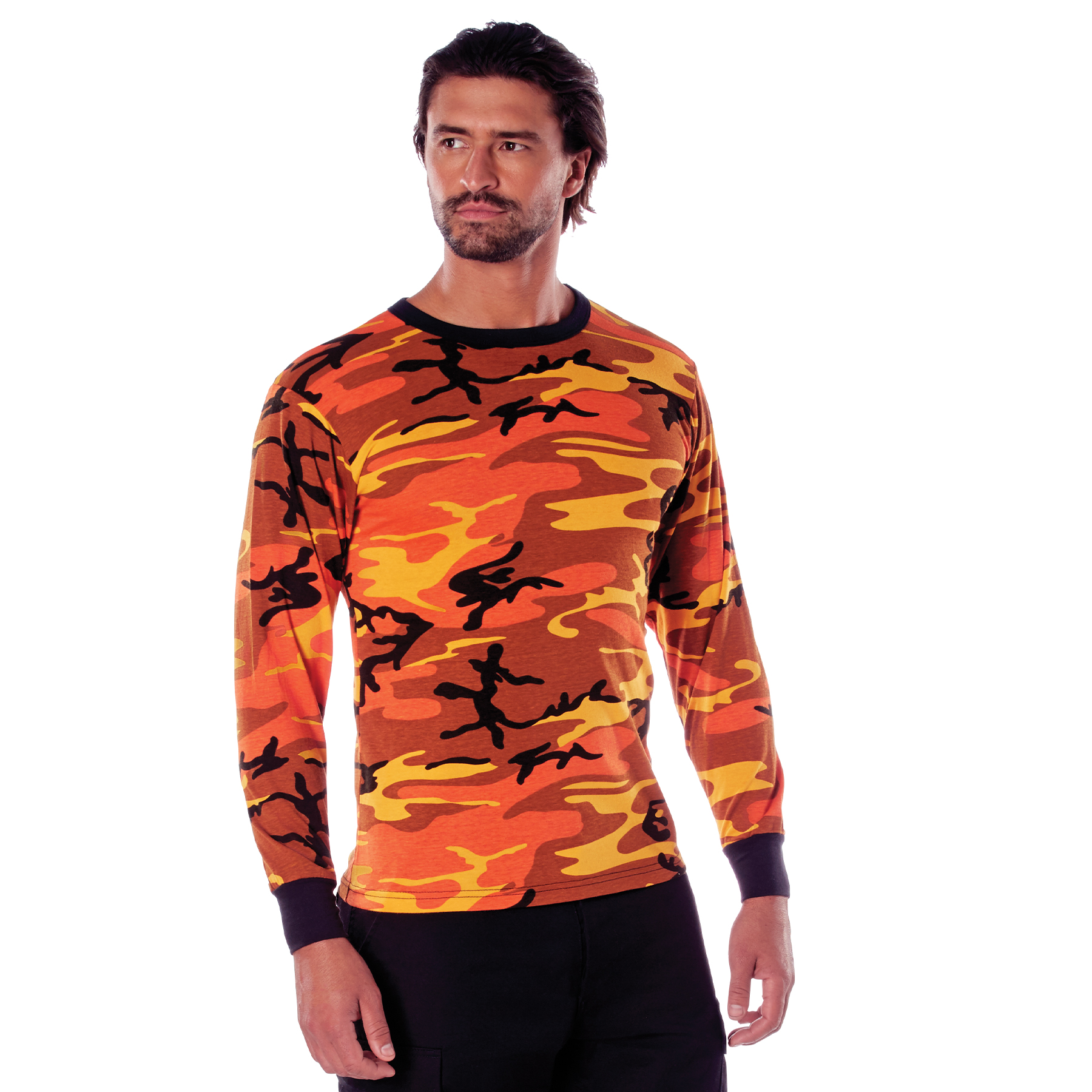 Rothco Long Sleeve Color Camo T-Shirt - Savage Orange Camo, Large