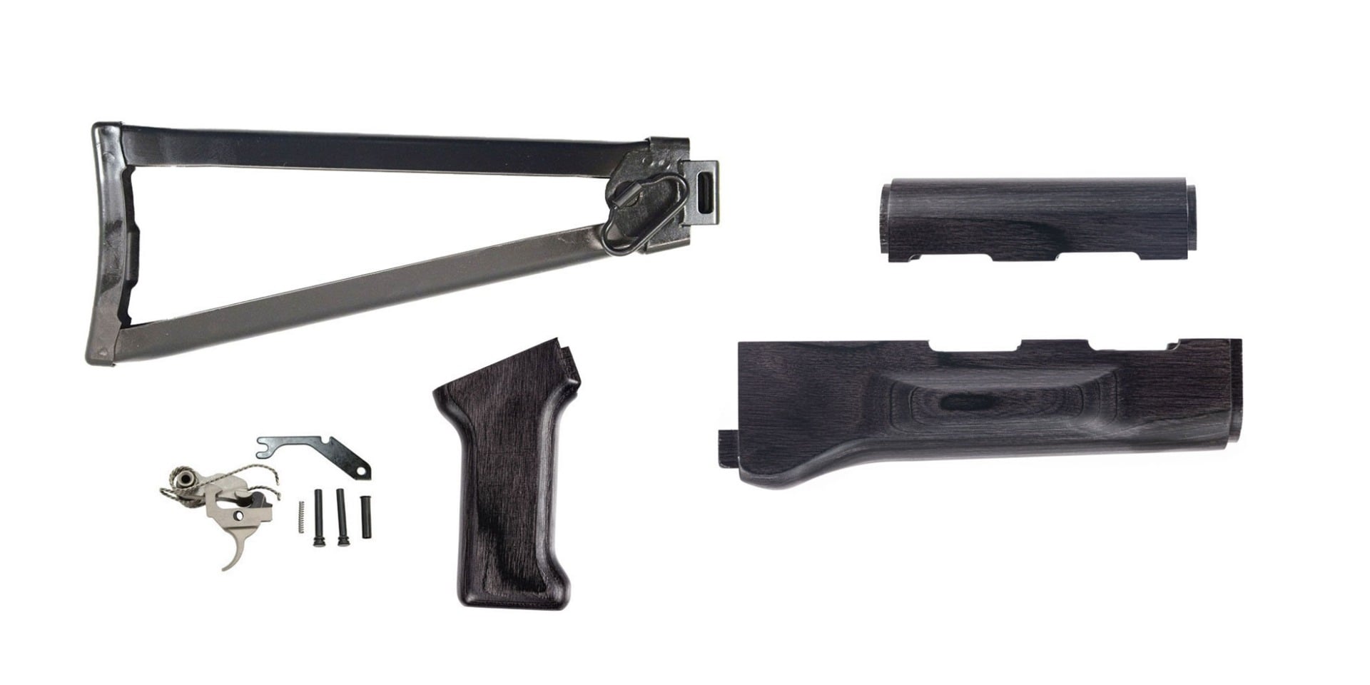 PSA AK Black Satin Furniture set and Folding Stock w/ PSA Custom AK-47 Enhanced Polished Nickel Boron Fire Control Group