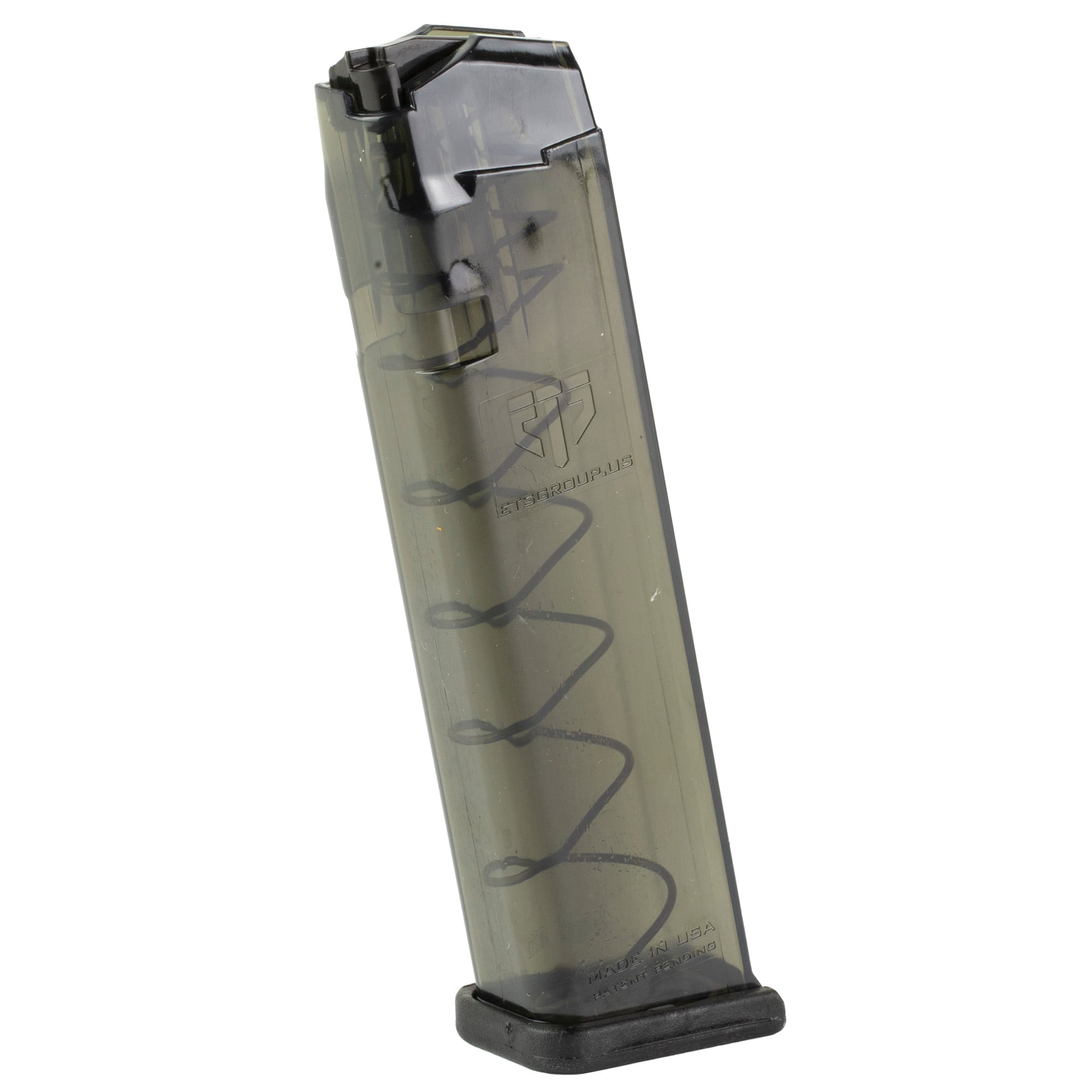 Elite Tactical Systems Group Magazine, 9mm, 22 Rounds, For Glock 17/19/26, Carbon Smoke