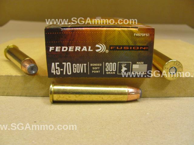 200 Round Case – 45-70 Govt 300 Grain Bonded Soft Point Federal Fusion Ammo – F4570FS1