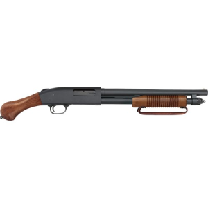 MOSSBERG 590 Shockwave 20 Gauge 3" 14.4" 5rd Pump - Black w/ Wood Raptor Grip & Leather Strap