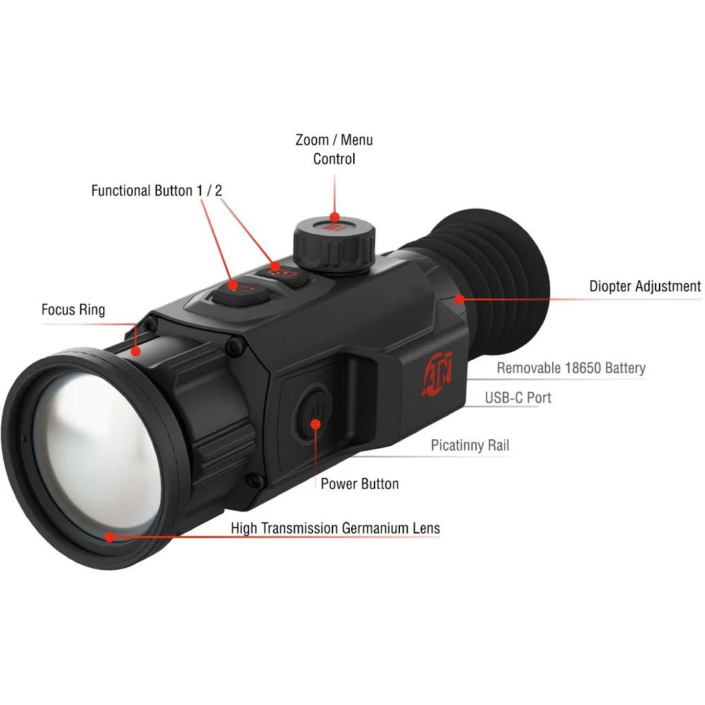 ATN ThOR 6 Mini 384 Thermal Scope 2.5-20x, 384X288Sensor Black w/Wi-Fi Recording