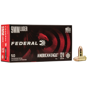 FEDERAL AMMO American Eagle 9mm 124gr FMJ Ammunition | 50 Rounds