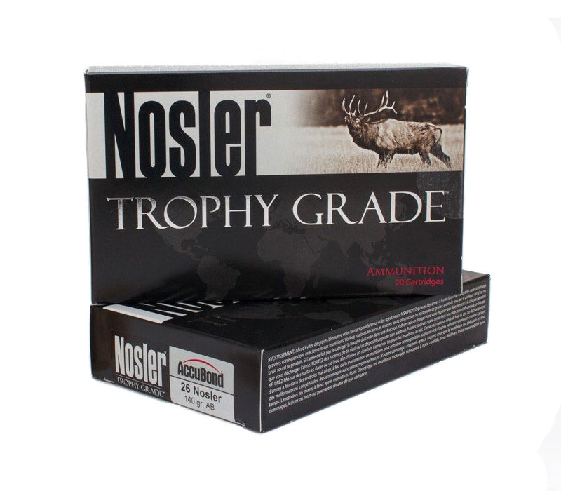 Nosler Trophy Grade 26 Nosler 140 grain AccuBond Rifle Ammo, 20/Box - 60014