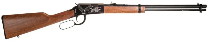 Rossi Rio Bravo Lever Action Rifle - Black | .22 LR | 18" Barrel | 15rd | Hardwood Stock Forend | Eagle Engraving