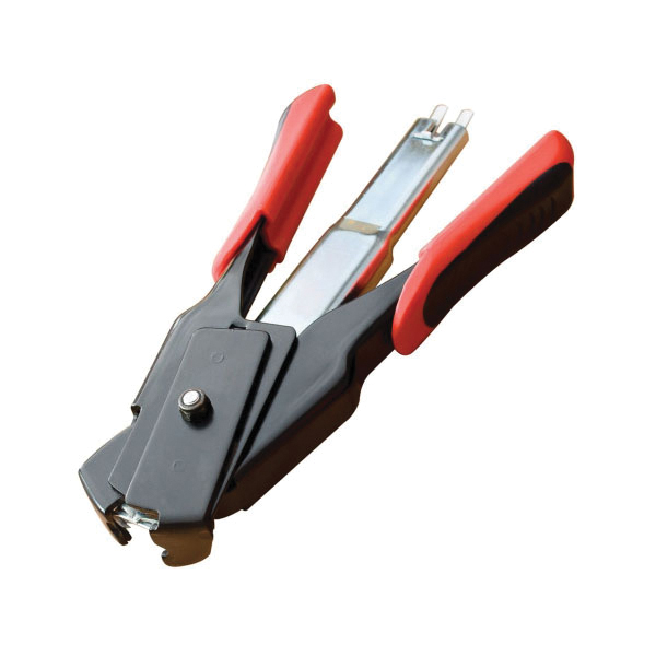 LEM 11.25" x 5.25" x 1.25" Spring Loaded Hog Ring Plier, Black/Red