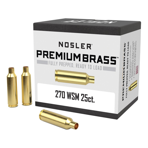 Nosler .270 WSM Large Rifle Premium Brass, 25rds