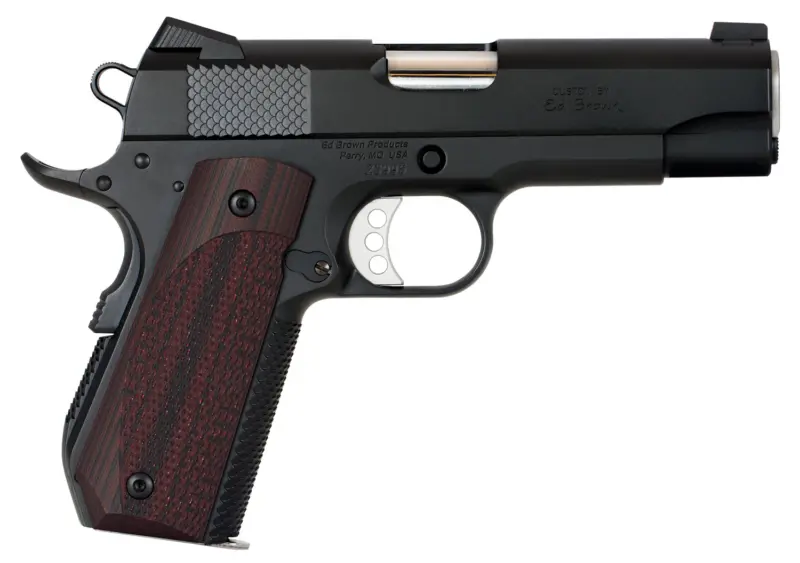 Ed Brown KC18G4 1911 Kobra Carry 45 ACP 7+1 4.25" Stainless Recessed Crown Barrel, Black Gen4 Snakeskin Serrated Carbon Steel Slide Frame w/Beavertail, Laminate Wood Grip