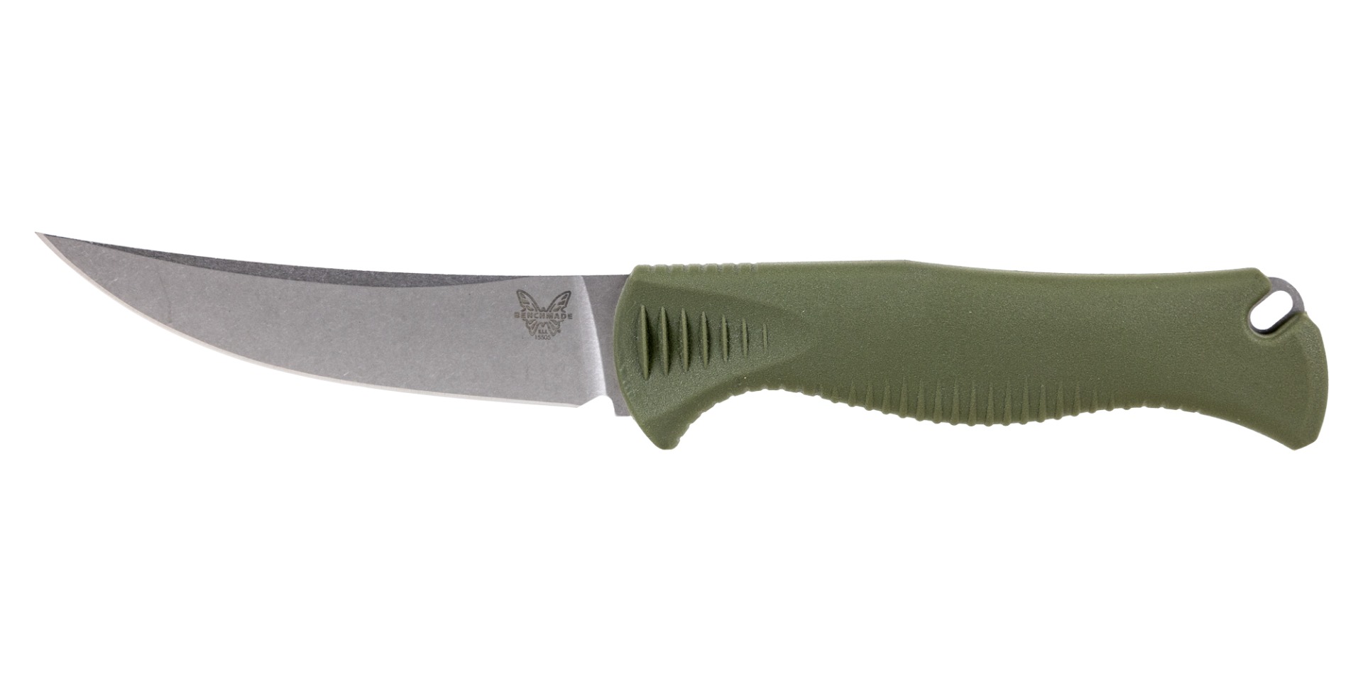 Benchmade Meatcrafter 4" Trailing Point Fixed Blade Knife, Stonewash - 15505