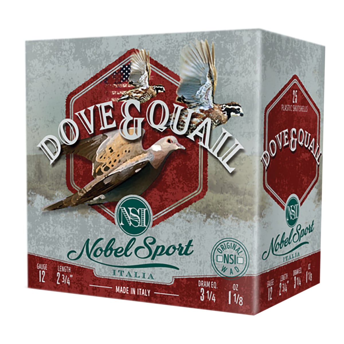 Nobel Sport Dove & Quail Hunting Loads 12 Gauge 2-3/4" #8 1-1/8 Ounce 25rds