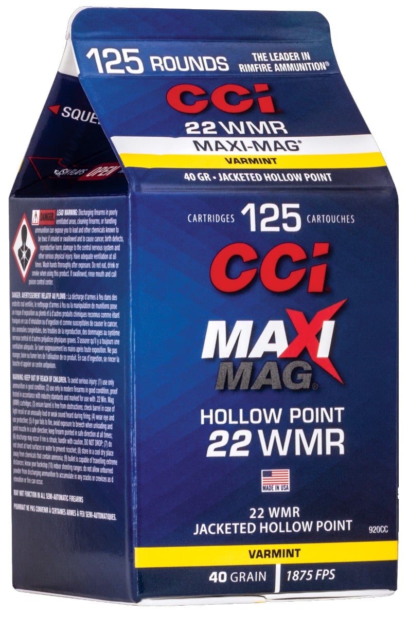 CCI Pour Pack Rimfire Ammo 22 WMR 40 gr. Maxi Mag HP 125 rd. - No Credit Card Fees - Low, flat rate shipping