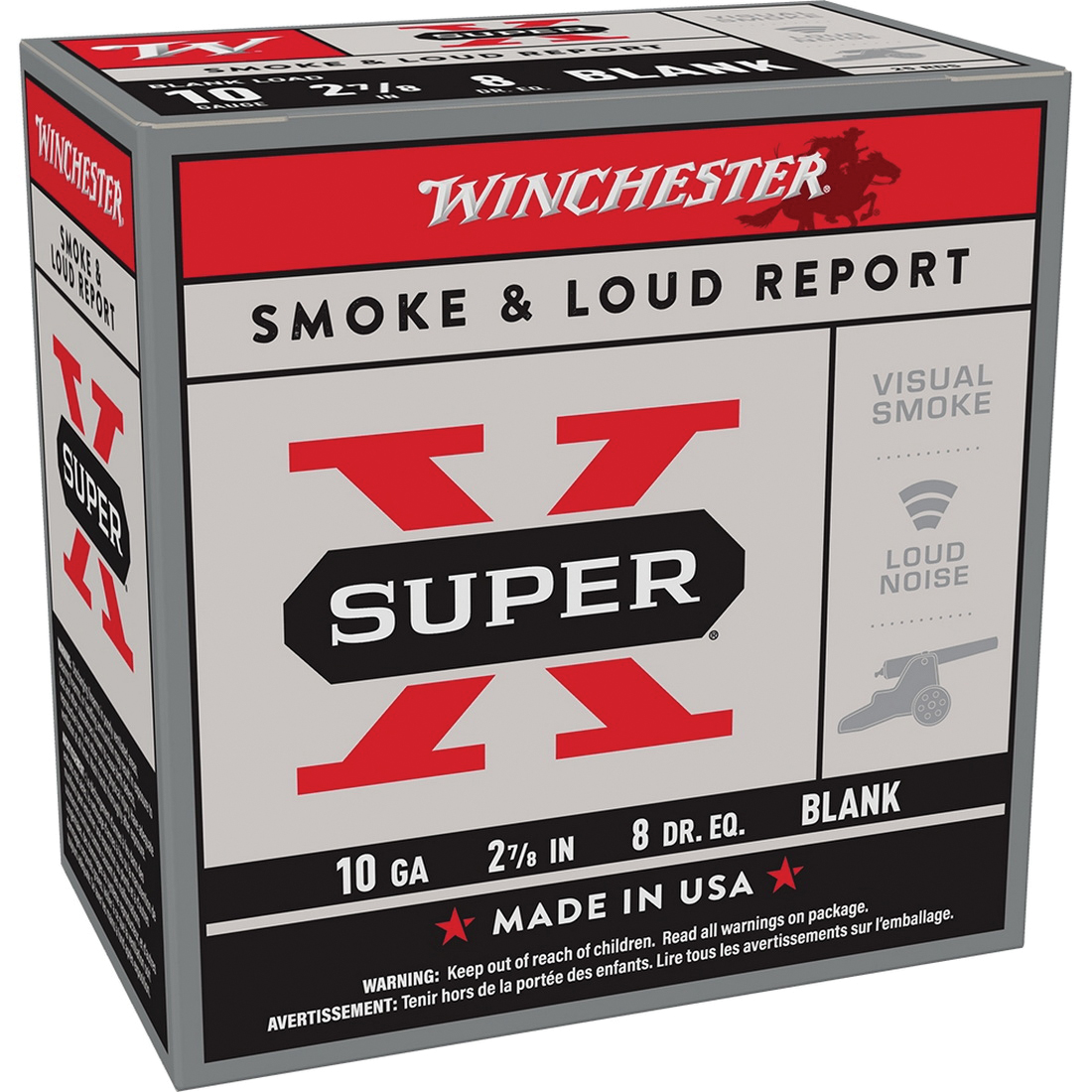 Winchester Super-X 10 Gauge 2-3/4" 25rds Shotshell Blank - Reliable Blank Ammunition for Field Use - XBP10W