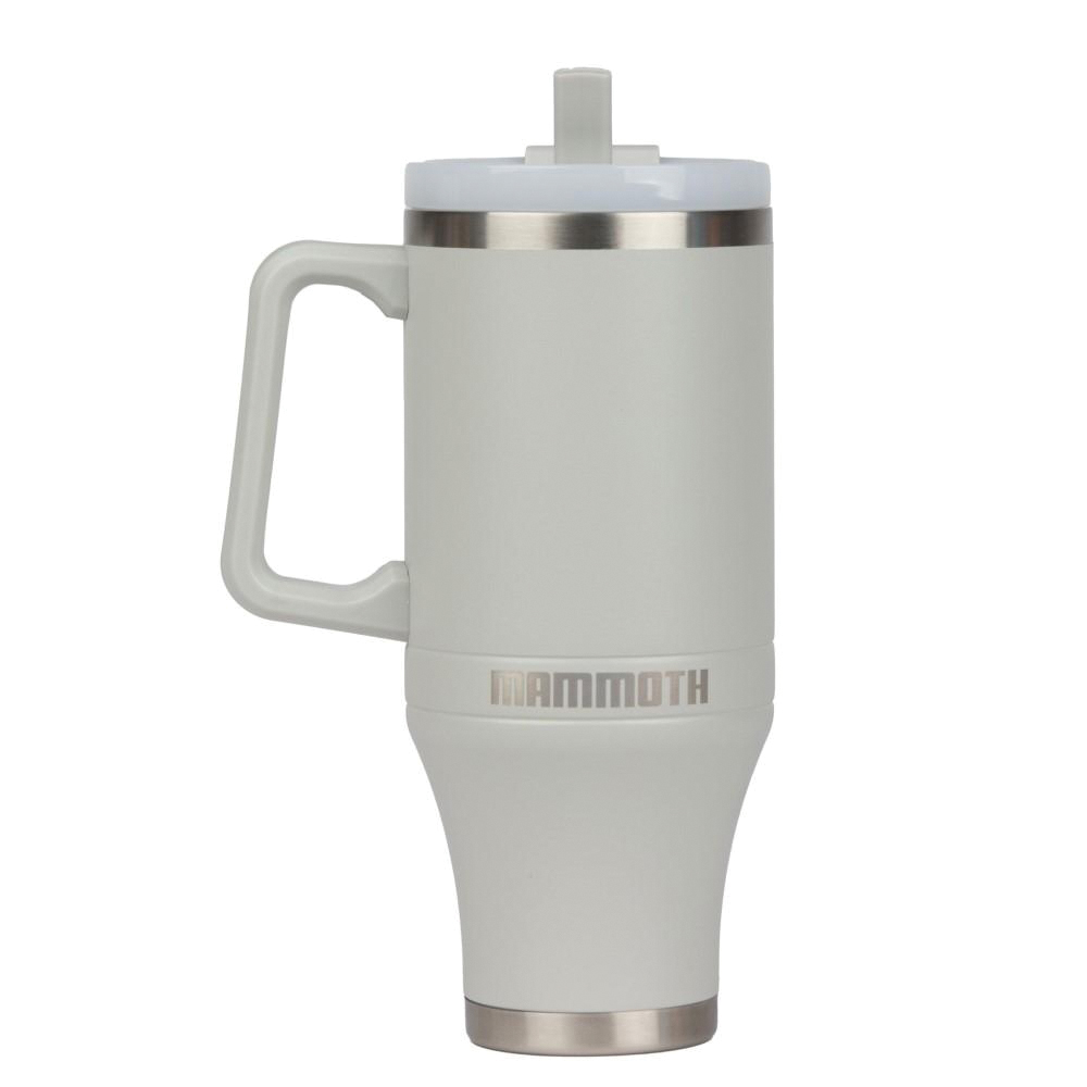 Mammoth Ascent Tumbler w/Handle and Straw, 40 oz Light Gray