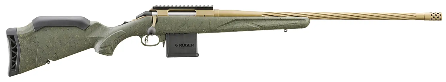 Ruger 46936 American II Predator Full Size 350 Legend 5+1 22" Burnt Bronze Cerakote Spiral Fluted Threaded Barrel Alloy Steel Receiver w/Picatinny Rail, Green Splatter Adj LOP Synthetic Stock