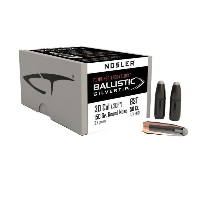 Nosler Ballistic Silvertip .30 Cal JBTBT RN Rifle Bullet, 150 gr 0.308" 50rds