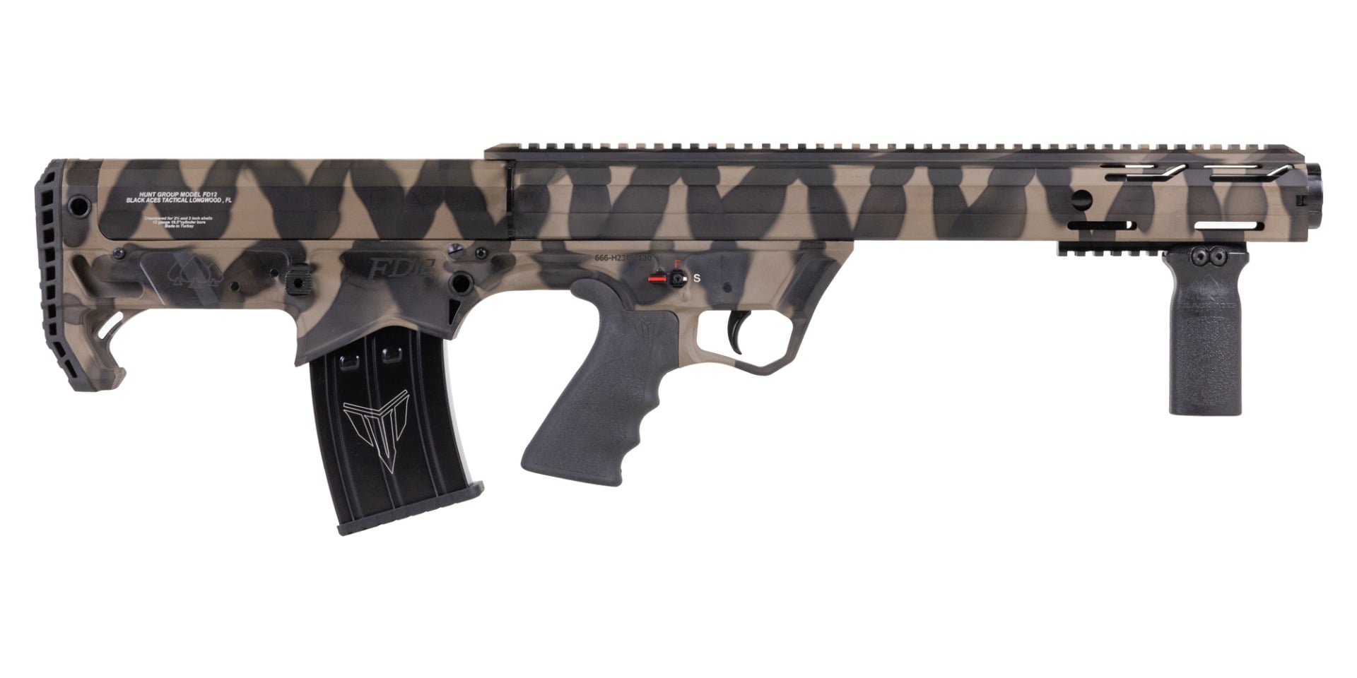 Black Aces Tactical FD12 Bullpup - LH - Tiger Stripe - 12ga - 18.5" - BATBPPTLH