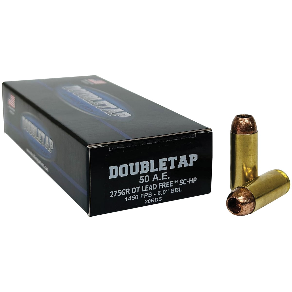 DoubleTap Ammunition Lead-Free .50 AE 275 gr SCHP 20rds Handgun Ammo for High Impact and Power - 50AE275X
