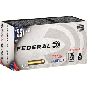 Federal Train + Protect 357 Magnum Ammo 125 Grain Federal Versatile Jacketed Hollow Point Box of 50
