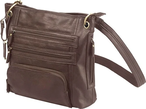 BULLDOG CONCEALED CARRY PURSE - LARGE CROSS BODY CHOCOLATE BRN