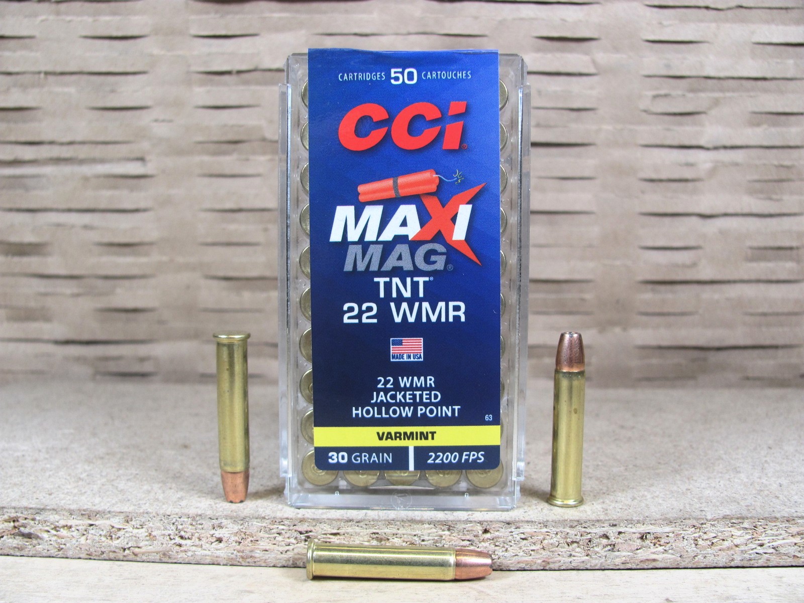 50 Round Box – CCI 22 WMR Maxi-Mag 30 Grain TNT Jacketed Hollow Point 2200 FPS Ammo – 0063