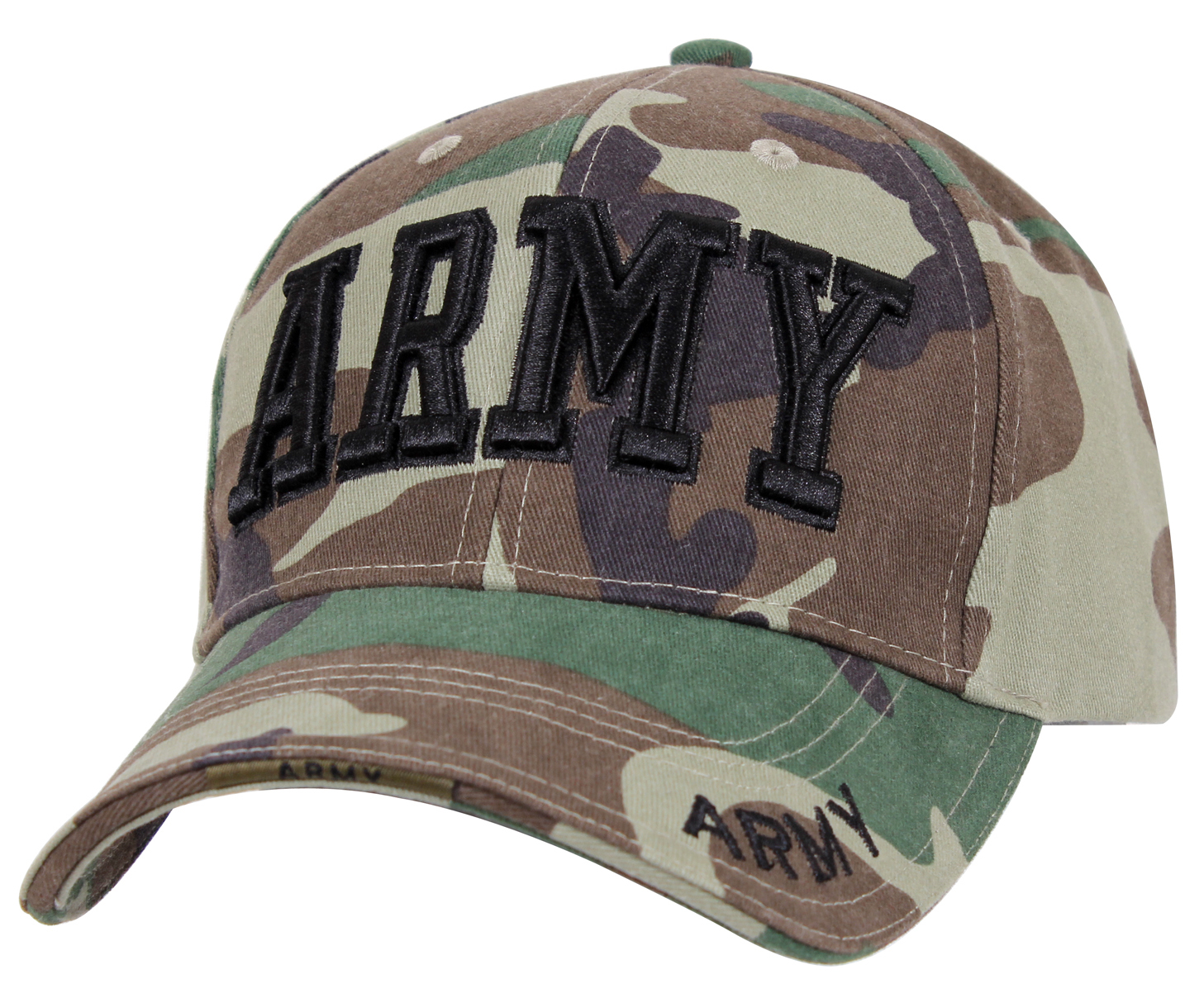 Rothco Deluxe Army Embroidered Low Profile Insignia Cap - Woodland Camo