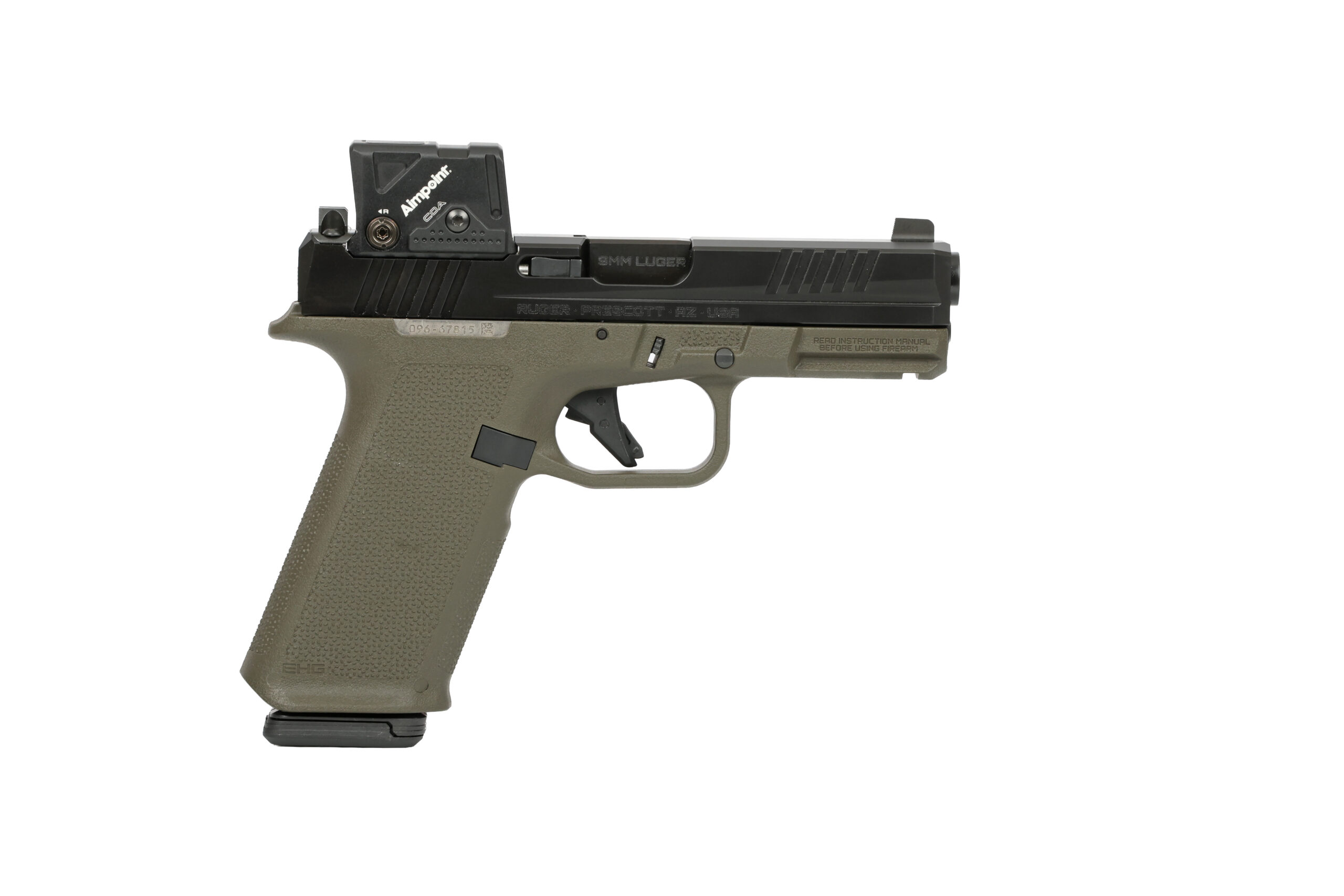 Ruger RXM 9mm Semi Auto Handgun, Black/ODG, 17+1, 4" Barrel